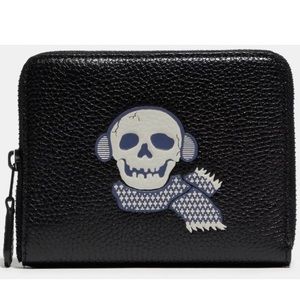 Coach Black Leather Small Wallet  Bonesy Skull